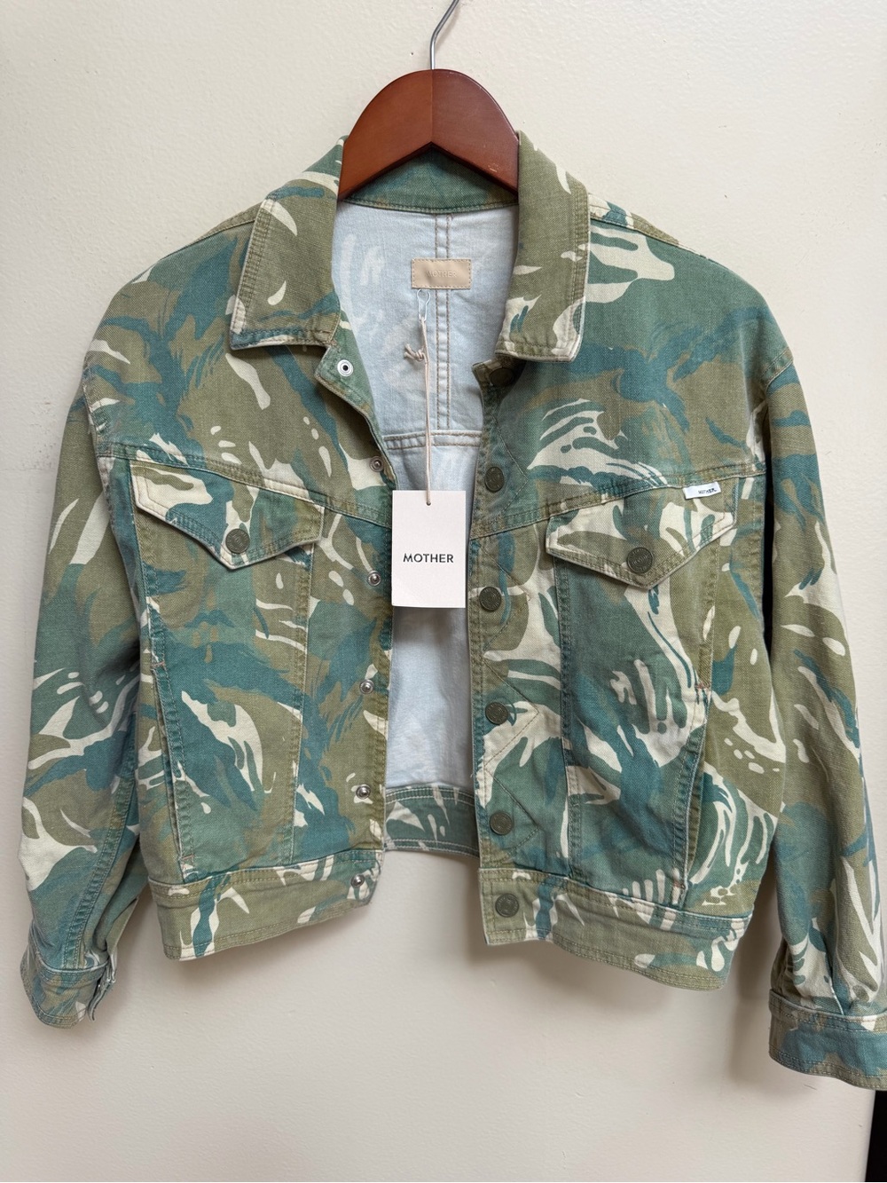 NWT MOTHER Camouflage Utility Jacket in Green and Tan